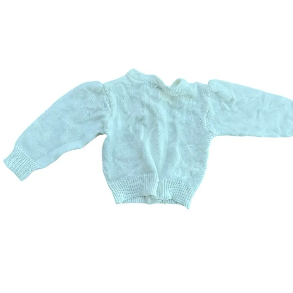 Holmes Kid's White Heart Embroidered Long Sleeves Cardigan Sweater Size 2T